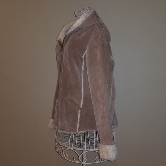 XOXO Tan Suede Shearling Hooded Jacket - Picture 2 of 8